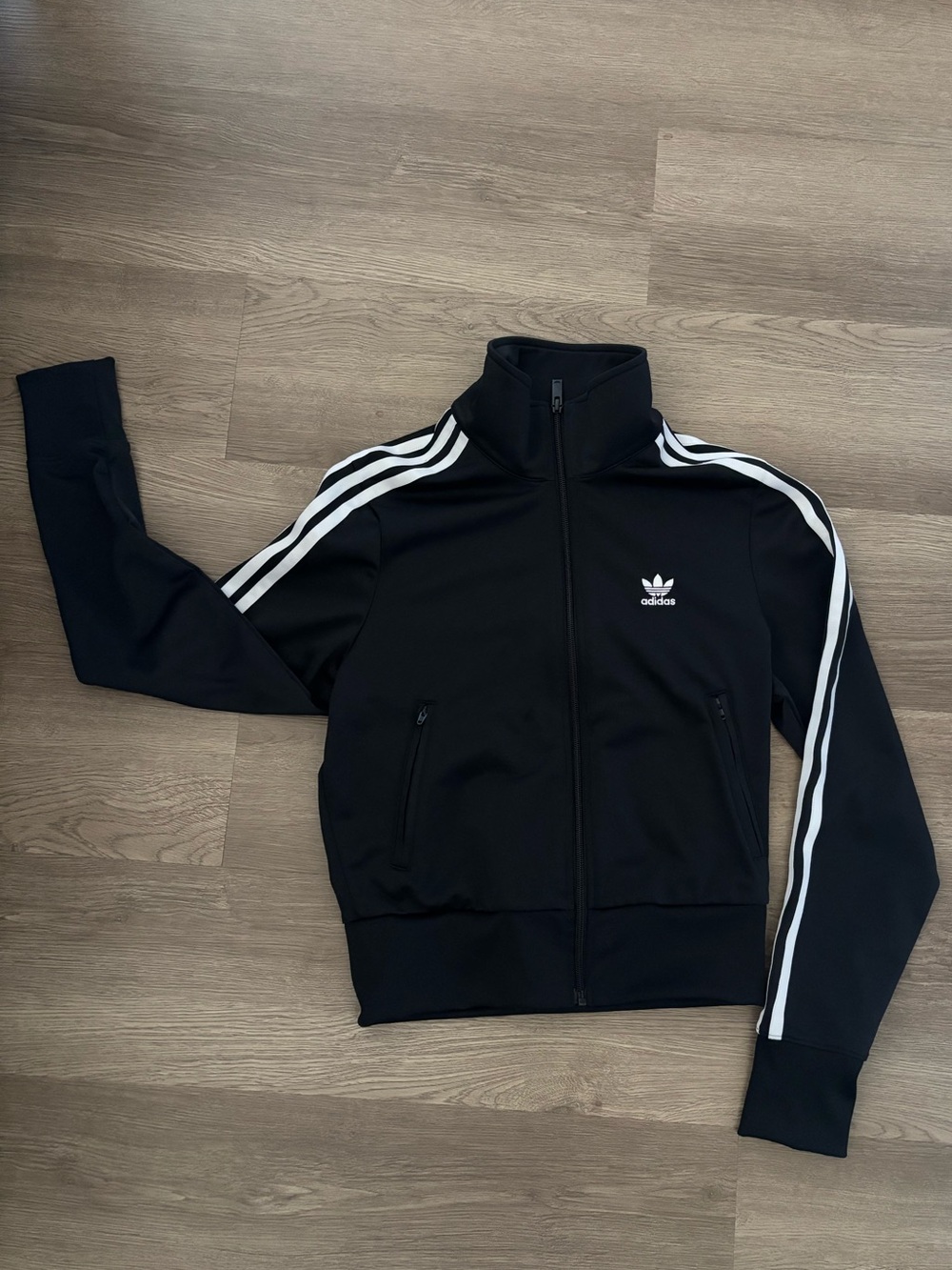 adidas Black Track Jacket with White 3-Stripes